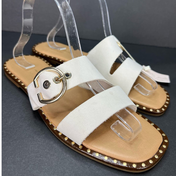 NWT MILA PAOLI ITALIAN MADE Leather Off White SANDALS Size 9 - Picture 1 of 6